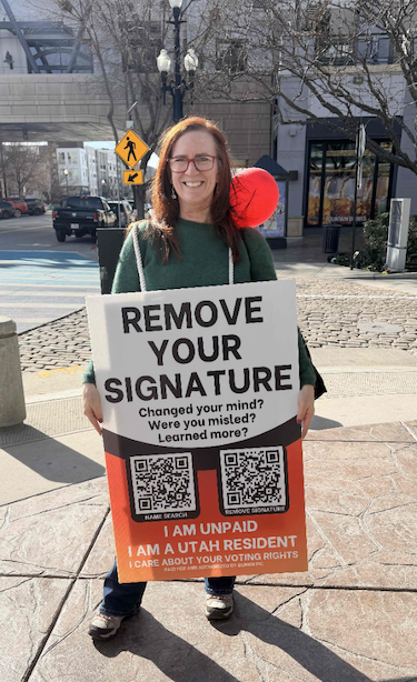 Sandwich board walking in the city